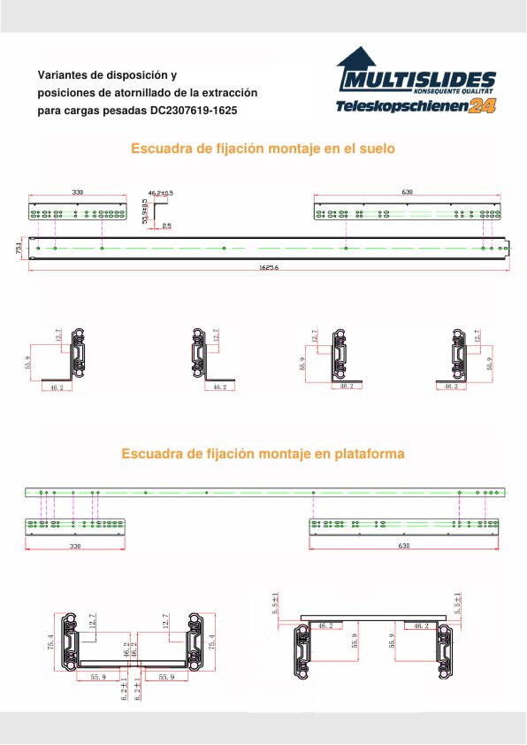 Posiciones de atornillado para el artículo DC2307619-1625