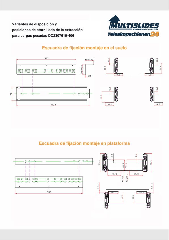 Posiciones de atornillado para el artículo DC2307619-406