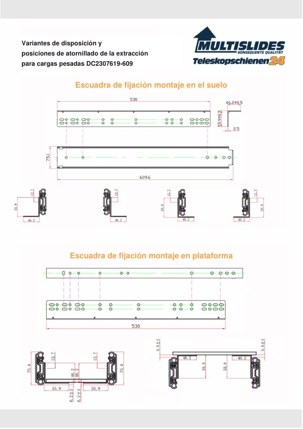Posiciones de atornillado para el artículo DC2307619-609