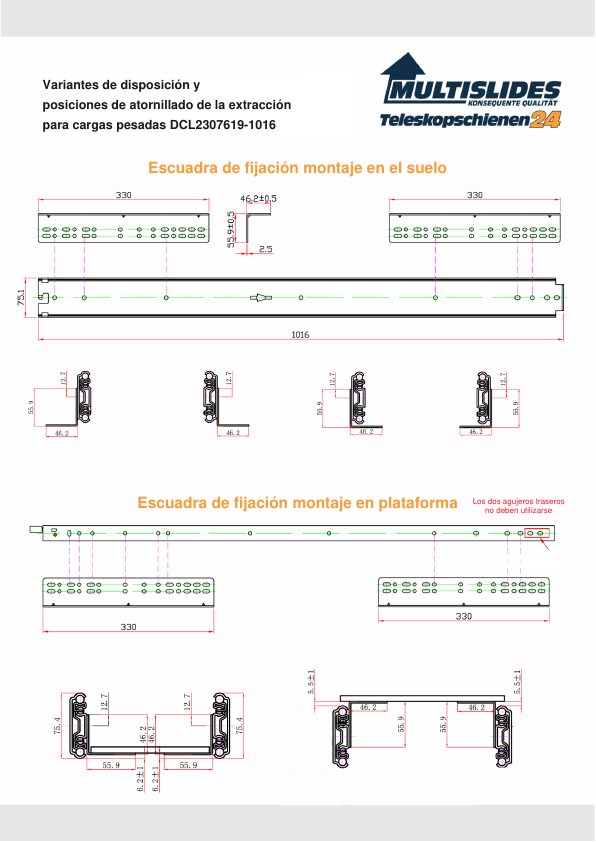 Posiciones de atornillado para el artículo BL-DCL2307619-1016