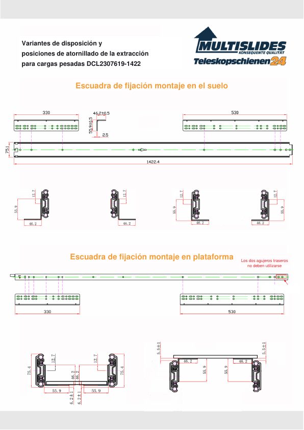 Posiciones de atornillado para el artículo BL-DCL2307619-1422