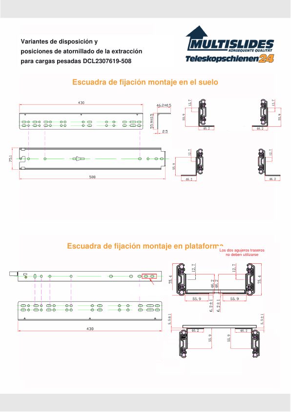 Posiciones de atornillado para el artículo BL-DCL2307619-508