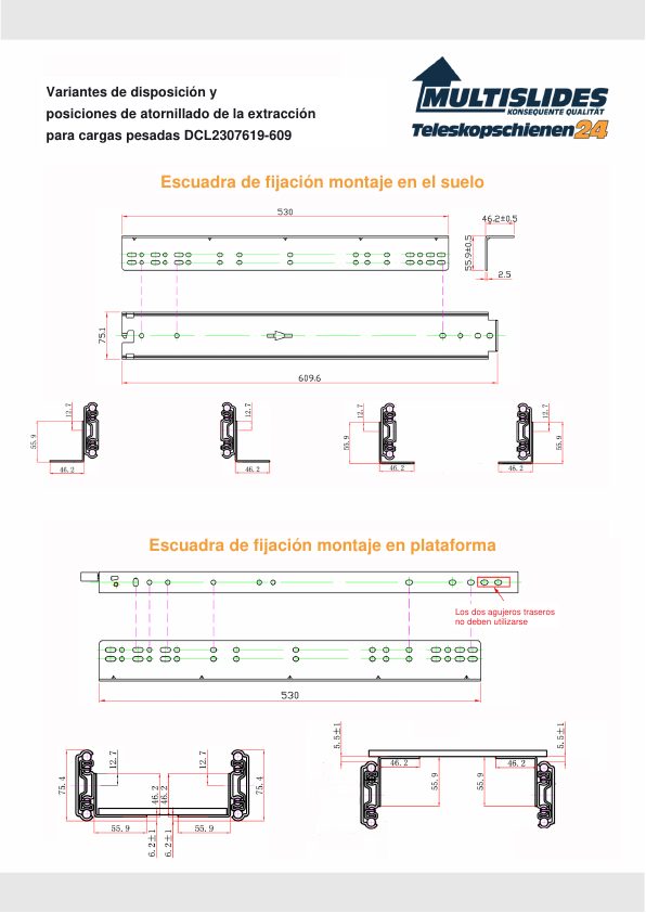 Posiciones de atornillado para el artículo BL-DCL2307619-609