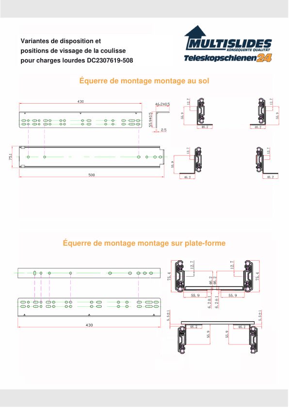 Positions de vissage pour l'article DC2307619-508