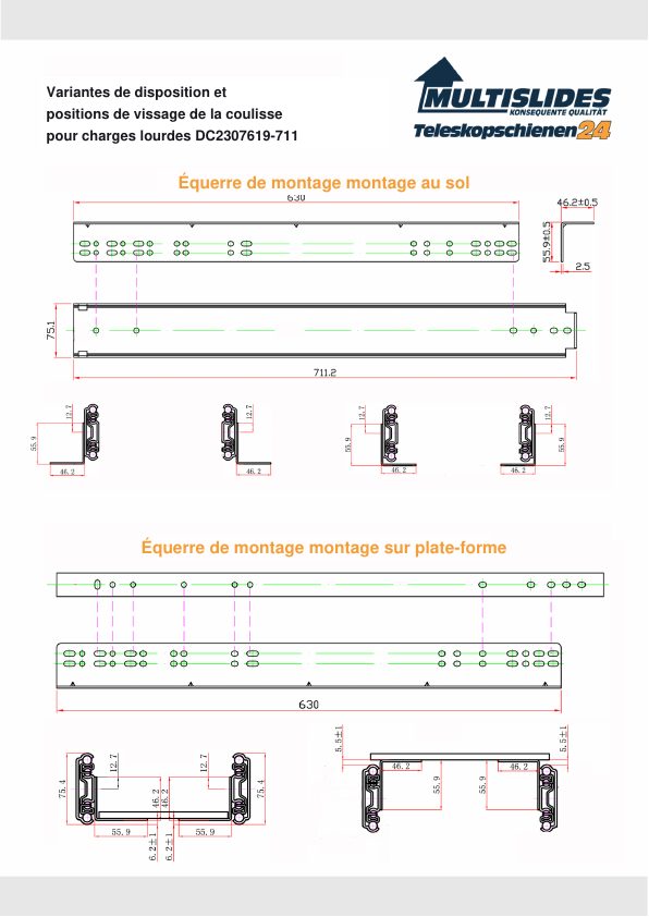 Positions de vissage pour l'article DC2307619-711