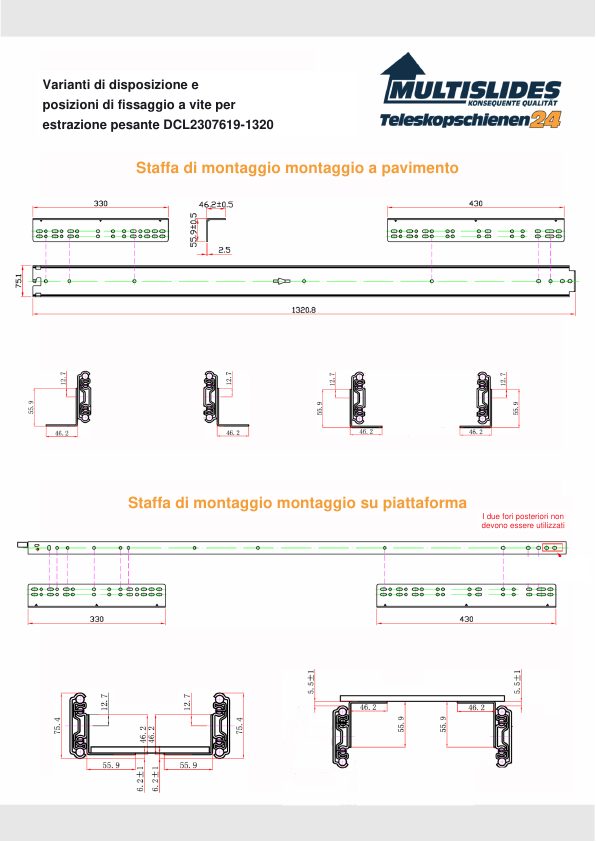 Posizioni di fissaggio a vite per l'articolo BL-DCL2307619-1320