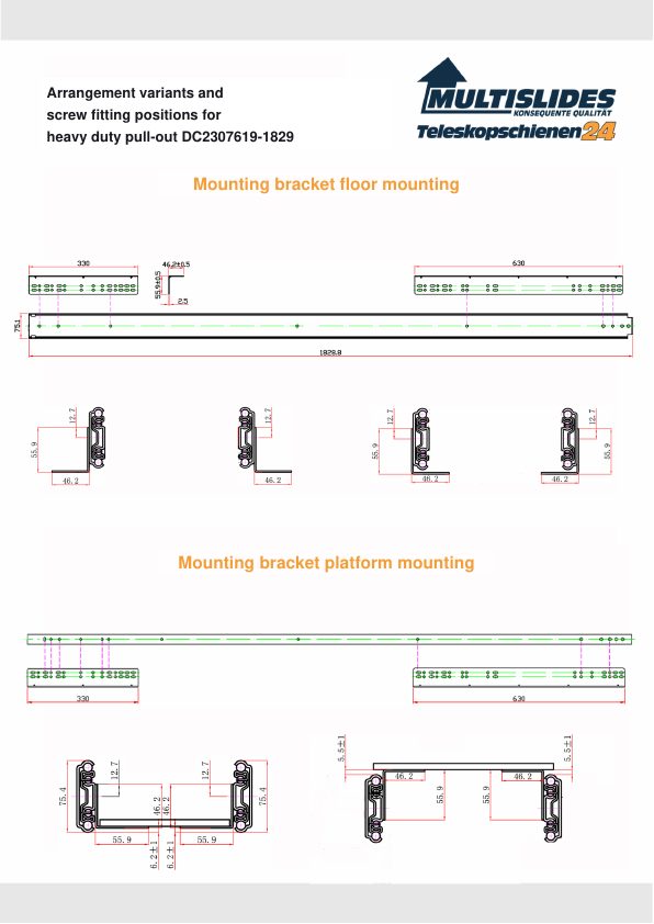 Screw fitting positions for article DC2307619-1829