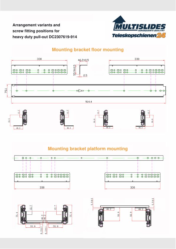 Screw fitting positions for article DC2307619-914