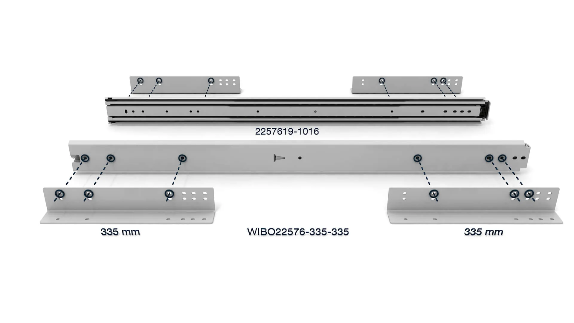 Screw fitting positions for article 2257619-1016
