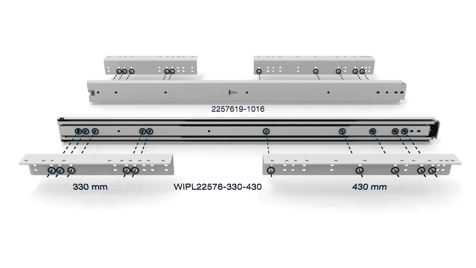 Screw fitting positions for article 2257619-1016