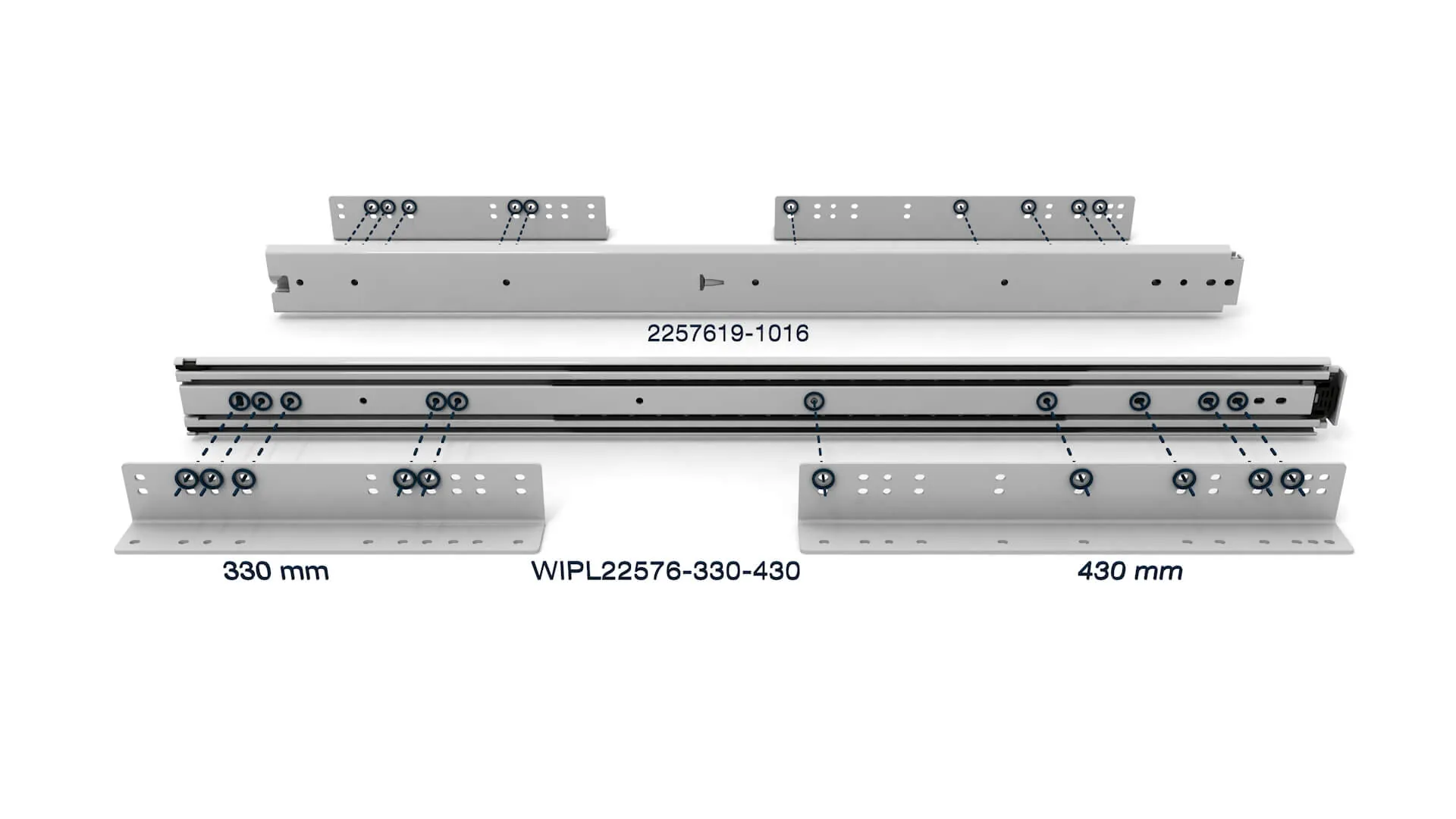 Screw fitting positions for article 2257619-1016