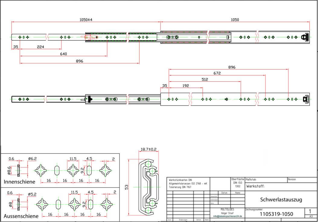 Dibujo técnico Extractor de alta resistencia 1105319-1050