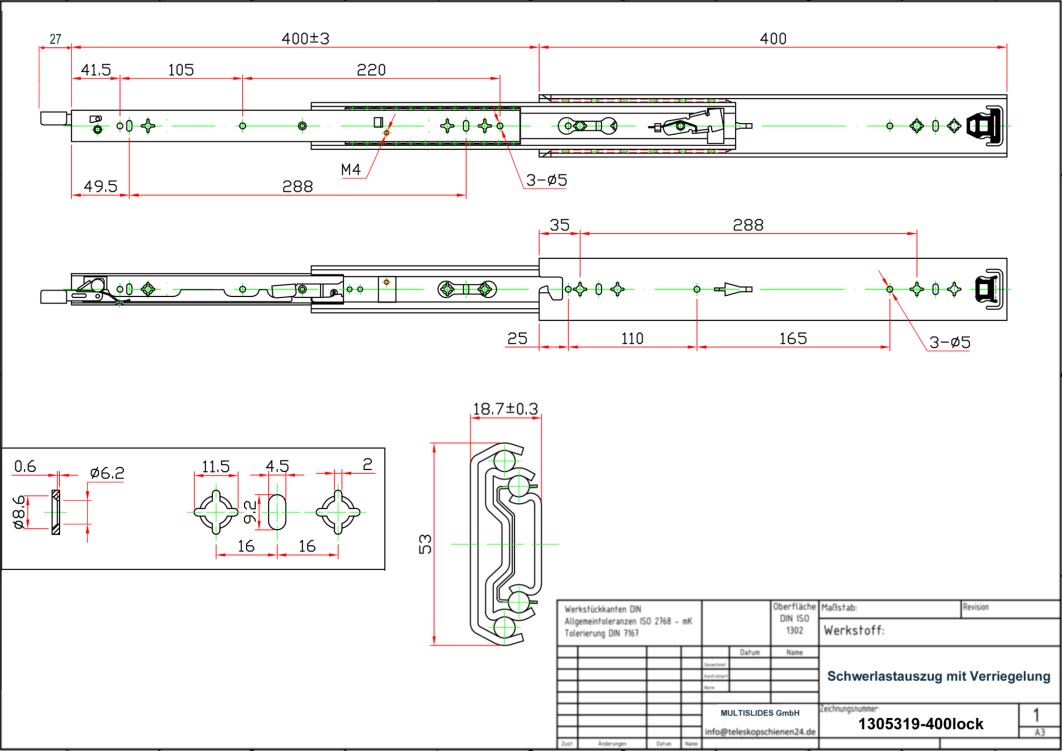Dibujo técnico Extractor de alta resistencia 1305319-400lock