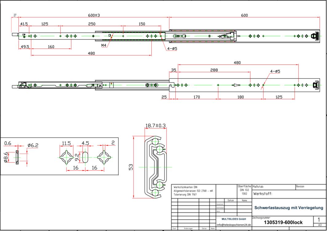 Disegno tecnico Estrazione per carichi pesanti 1305319-600lock