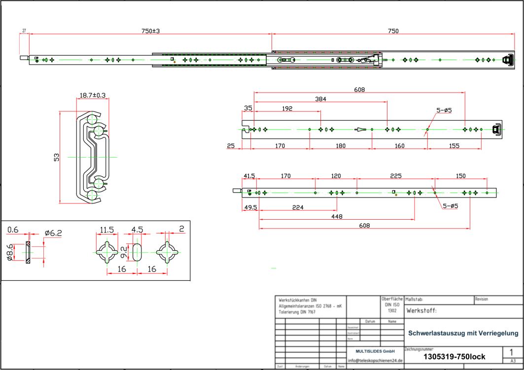 Disegno tecnico Estrazione per carichi pesanti 1305319-750lock