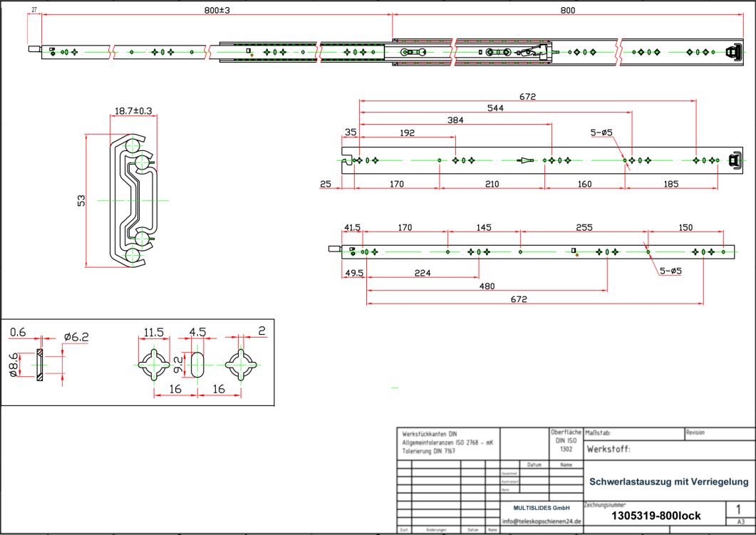Dessin technique Coulisse pour charges lourdes 1305319-800lock