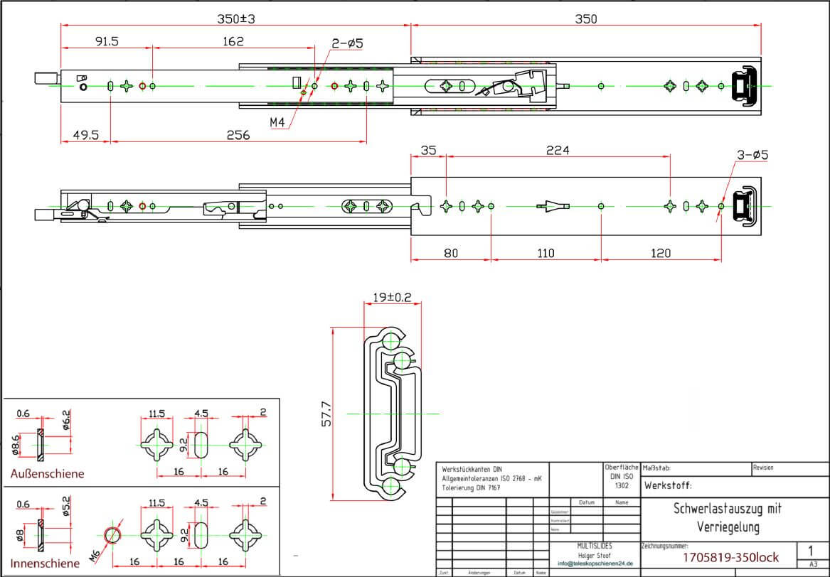 Disegno tecnico Estrazione per carichi pesanti BL-1705819-350lock