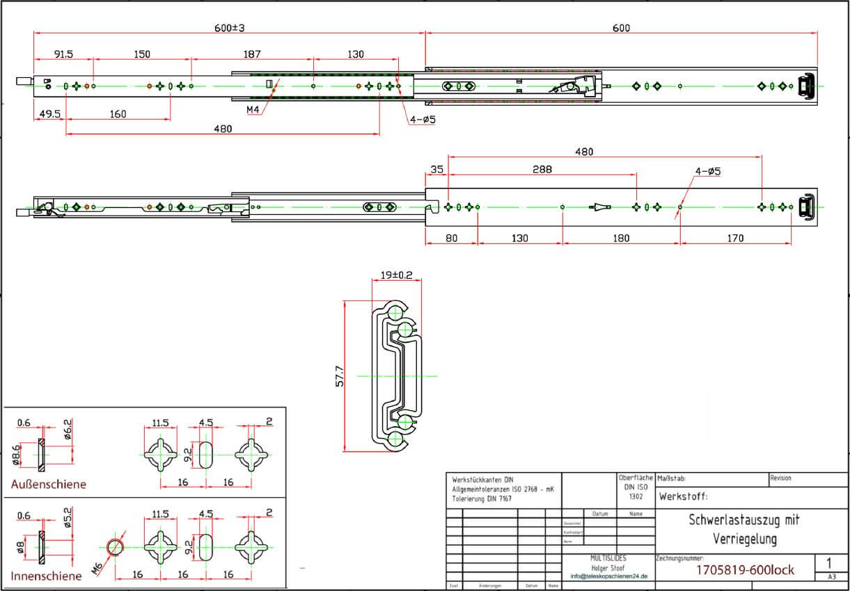 Disegno tecnico Estrazione per carichi pesanti BL-1705819-600lock
