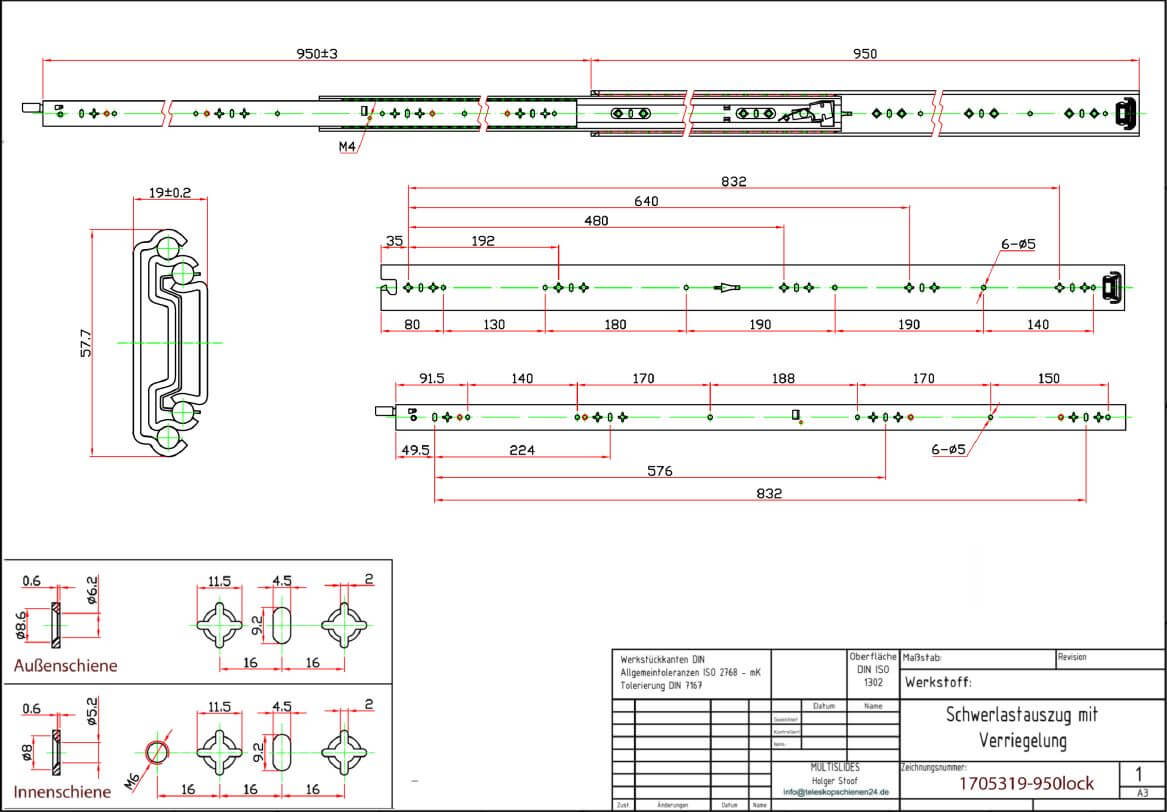 Disegno tecnico Estrazione per carichi pesanti BL-1705819-950lock