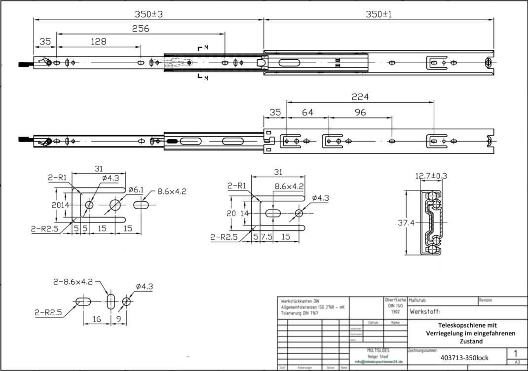 Disegno tecnico Guide telescopiche 403713-350lock