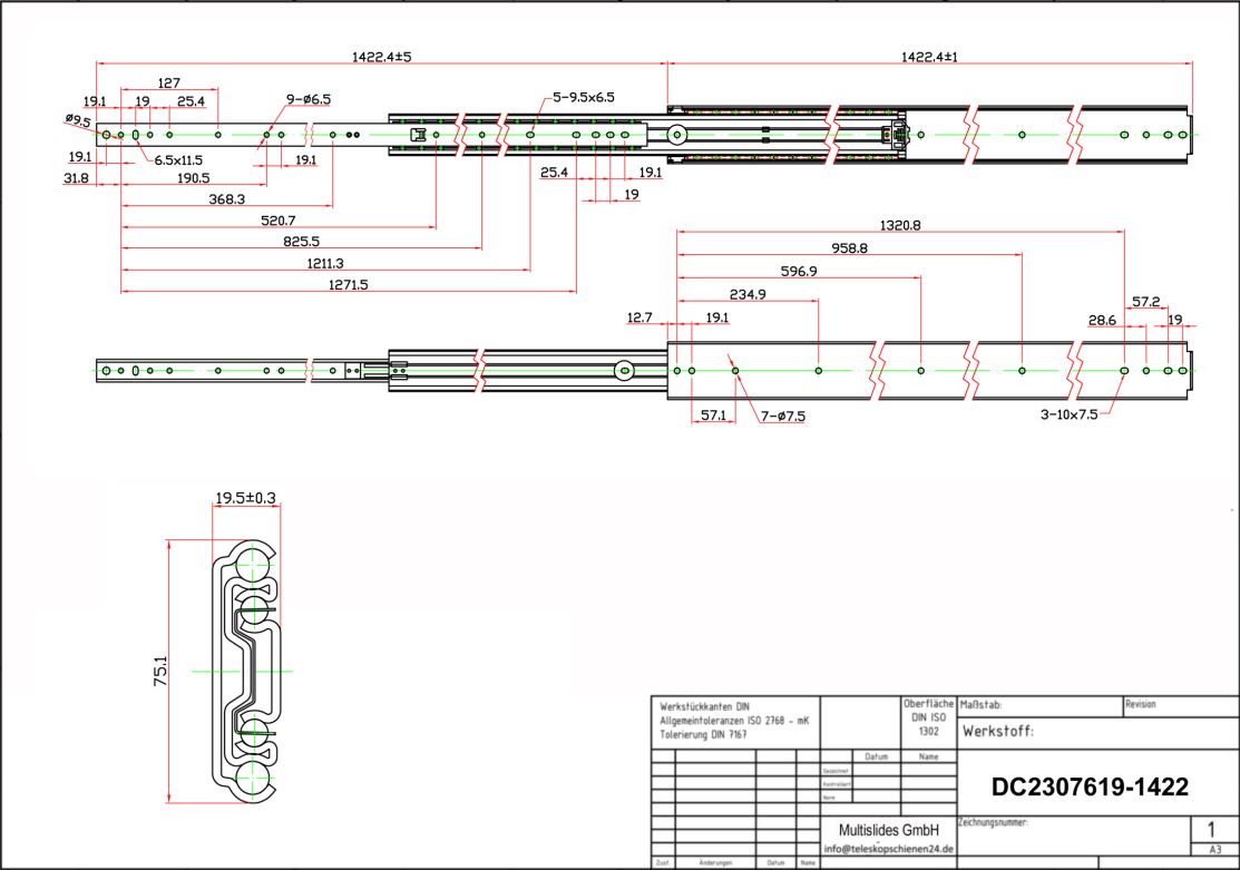 Dessin technique Coulisse pour charges lourdes DC2307619-1422
