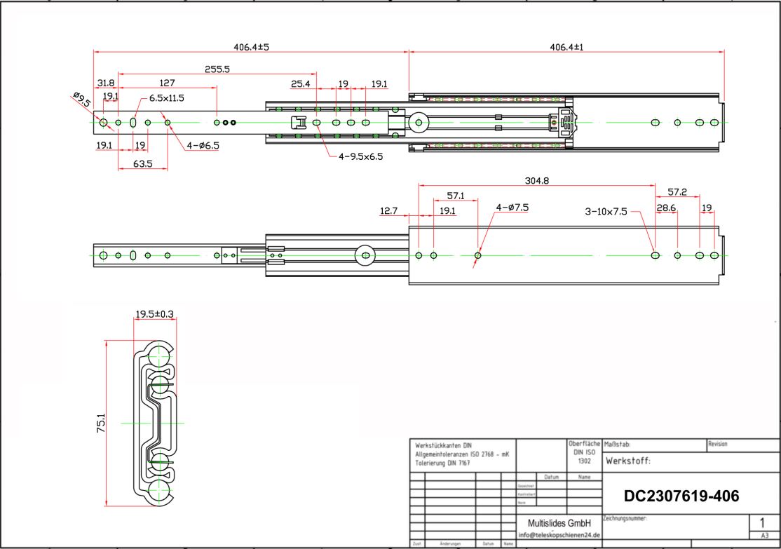 Disegno tecnico Estrazione per carichi pesanti DC2307619-406