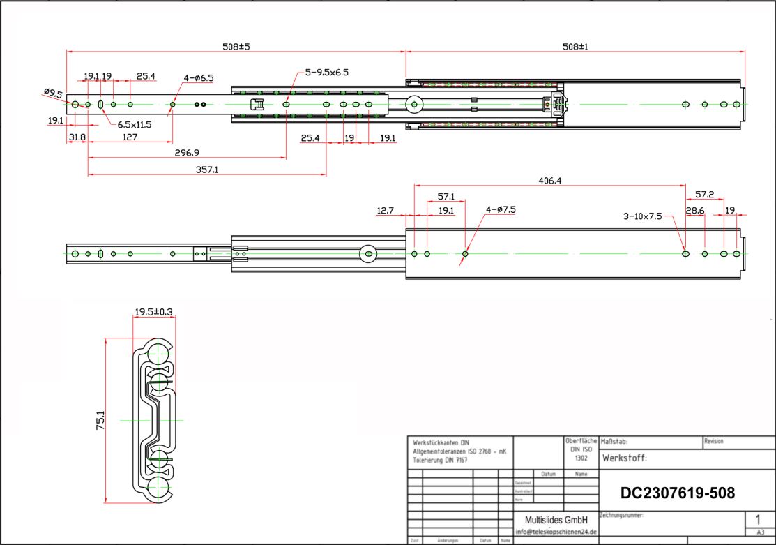 Dessin technique Coulisse pour charges lourdes DC2307619-508