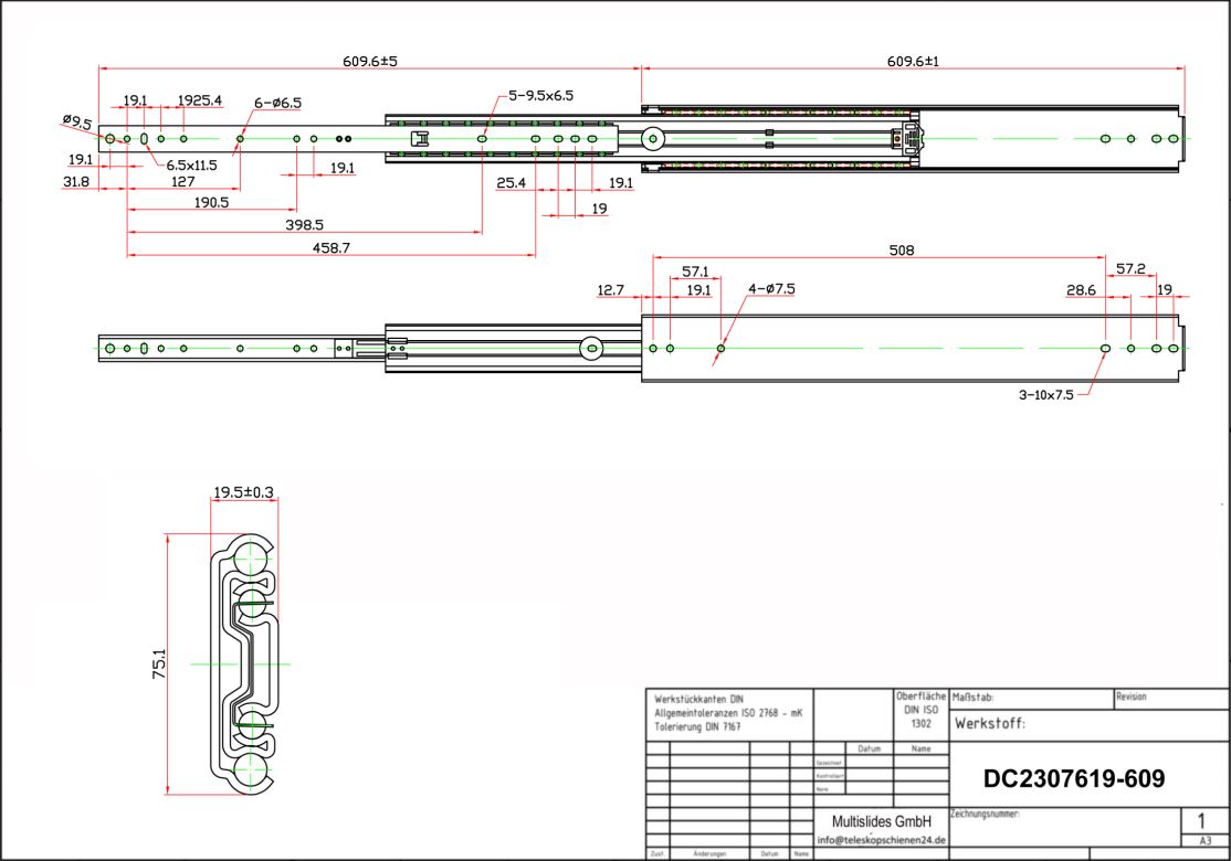 Disegno tecnico Estrazione per carichi pesanti DC2307619-609
