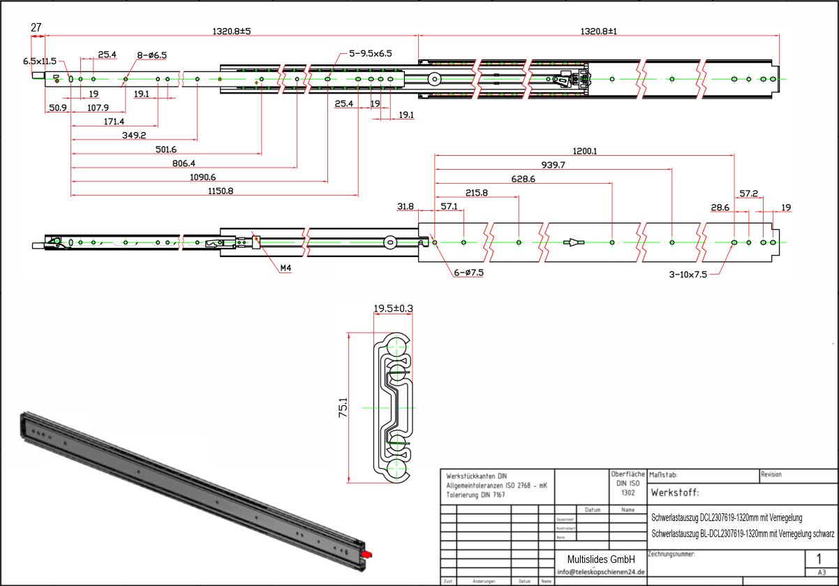 Dibujo técnico Extractor de alta resistencia BL-DCL2307619-1320