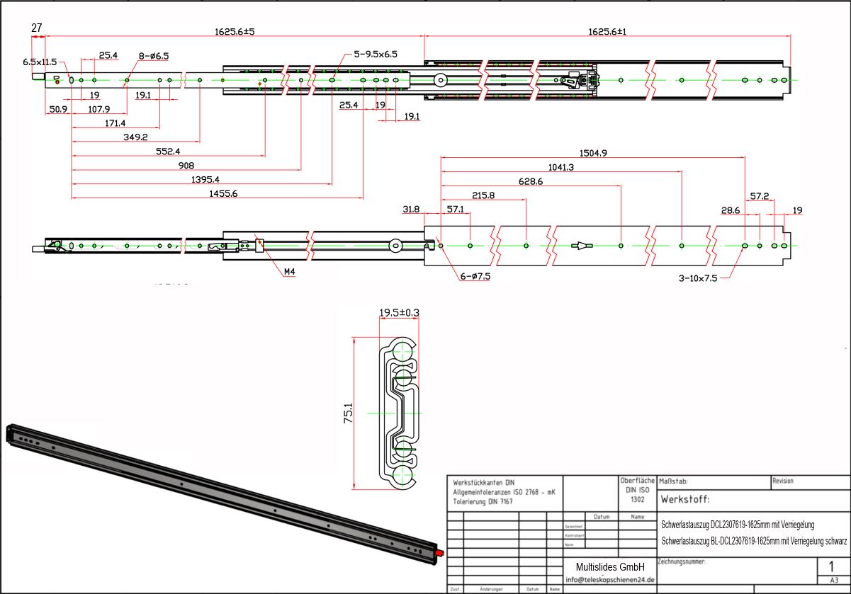 Dibujo técnico Extractor de alta resistencia DCL2307619-1625