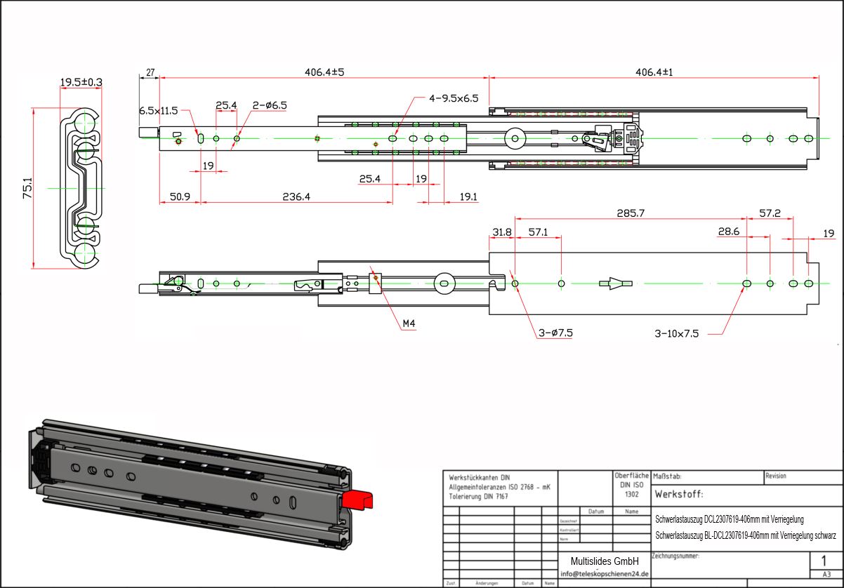 Dibujo técnico Extractor de alta resistencia DCL2307619-406