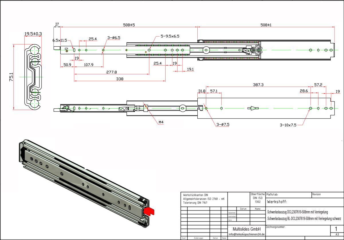 Dibujo técnico Extractor de alta resistencia BL-DCL2307619-508