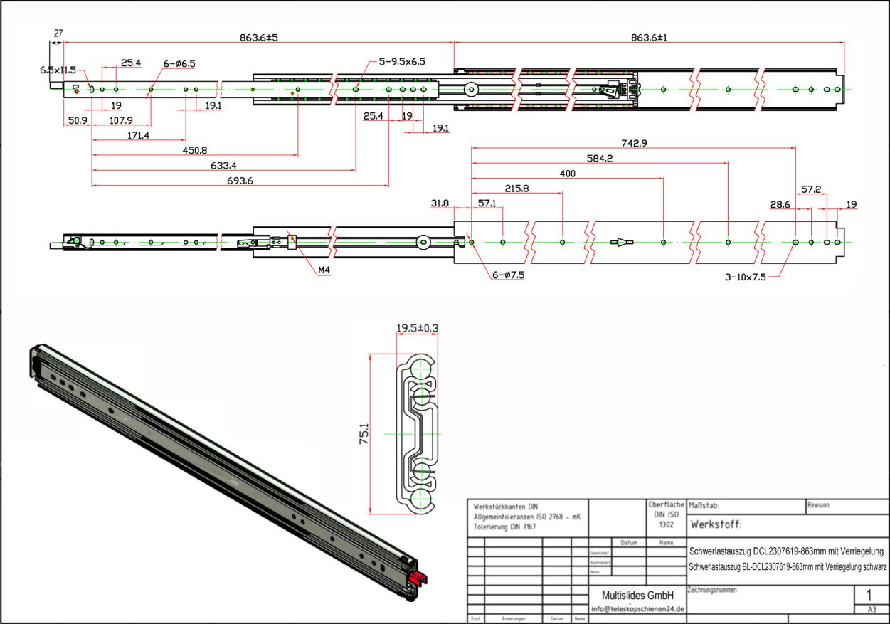 Disegno tecnico Estrazione per carichi pesanti BL-DCL2307619-863
