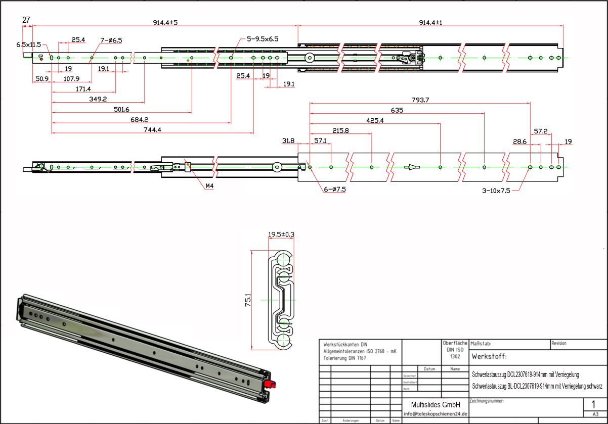 Disegno tecnico Estrazione per carichi pesanti BL-DCL2307619-914