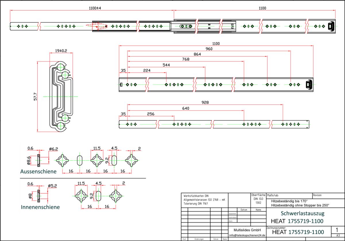 Dibujo técnico Extractor de alta resistencia HEAT1755719-1100
