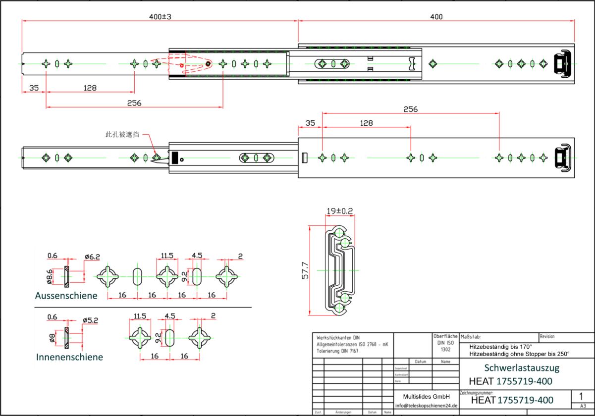 Dibujo técnico Extractor de alta resistencia HEAT1755719-400