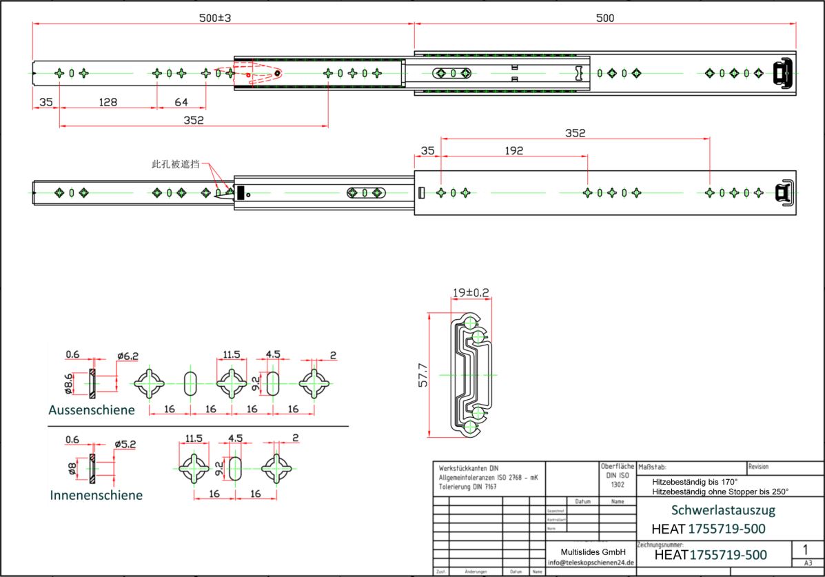 Disegno tecnico Estrazione per carichi pesanti HEAT1755719-500