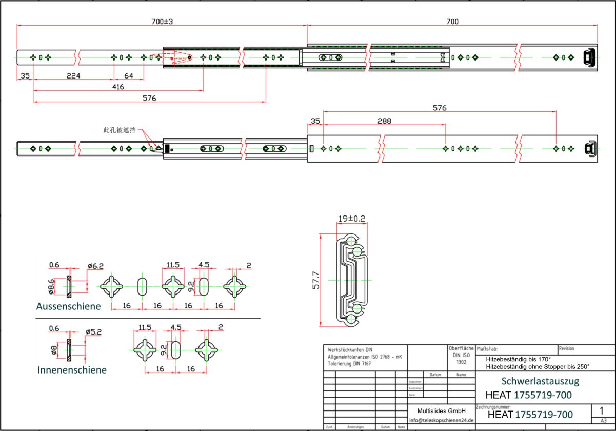 Dibujo técnico Extractor de alta resistencia HEAT1755719-700