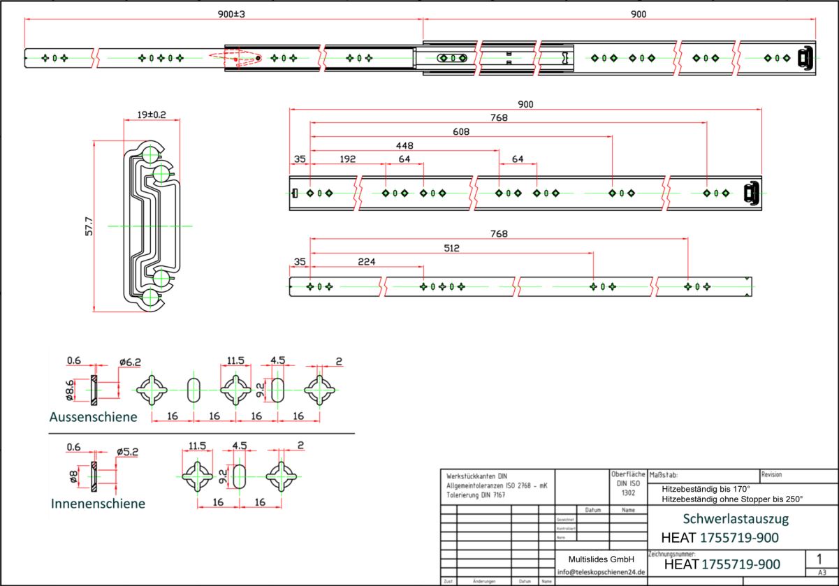 Dessin technique Coulisse pour charges lourdes HEAT1755719-900