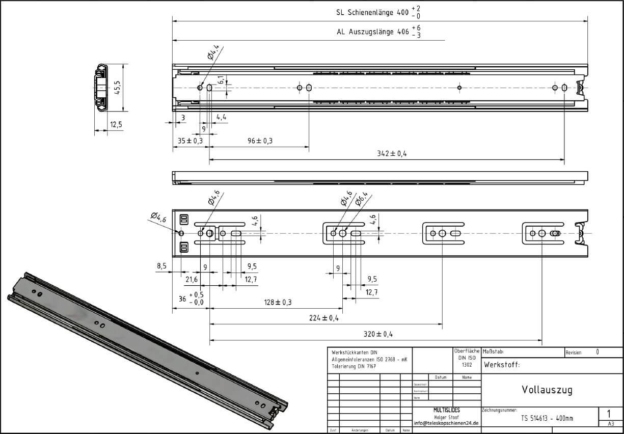 Disegno tecnico Estrazione telescopica TS 514613-400