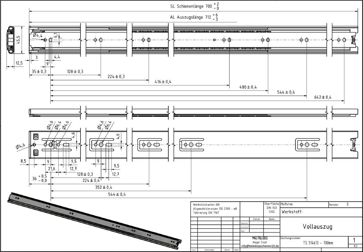 Dessin technique Extension télescopique TS 514613-700