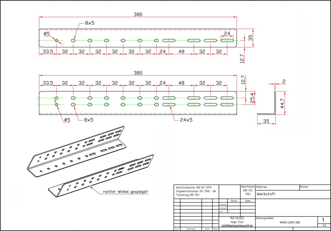 Technical drawing Mounting bracket set WIBO 13053-380
