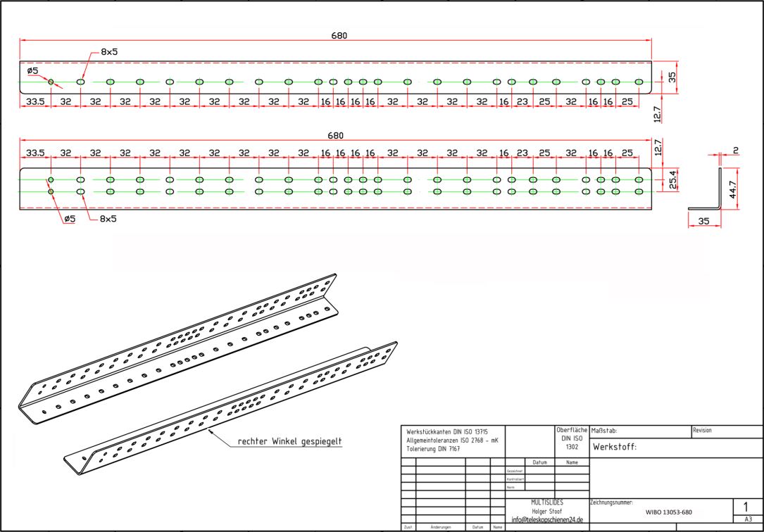 Dessin technique Kit d'équerres de montage BL-WIBO 13053-680