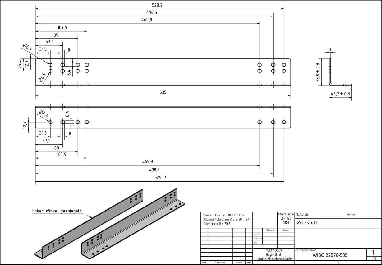 Technical drawing Mounting bracket set WIBO 22576-535