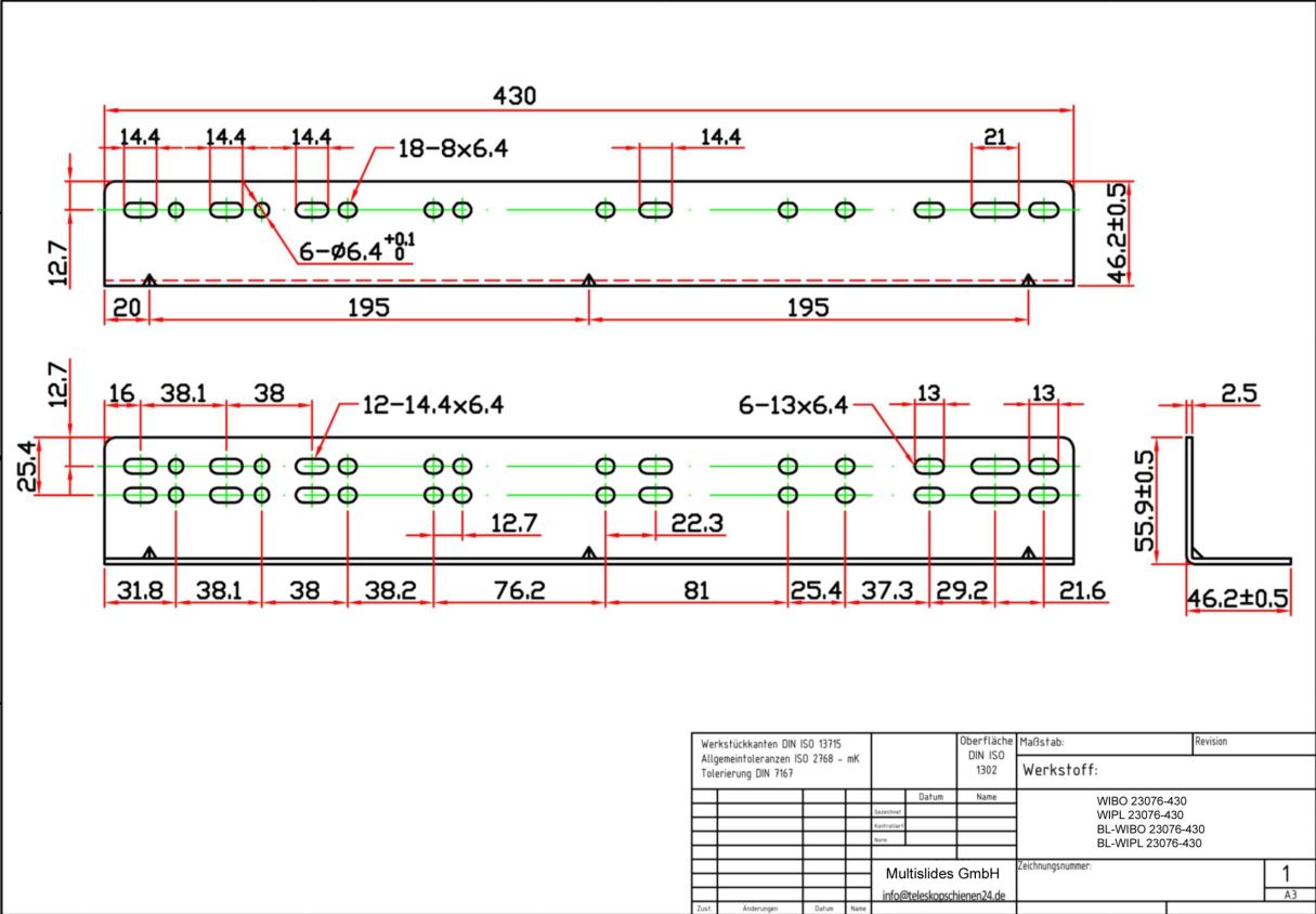 Disegno tecnico Set di staffe di montaggio BL-WIBO 23076-430