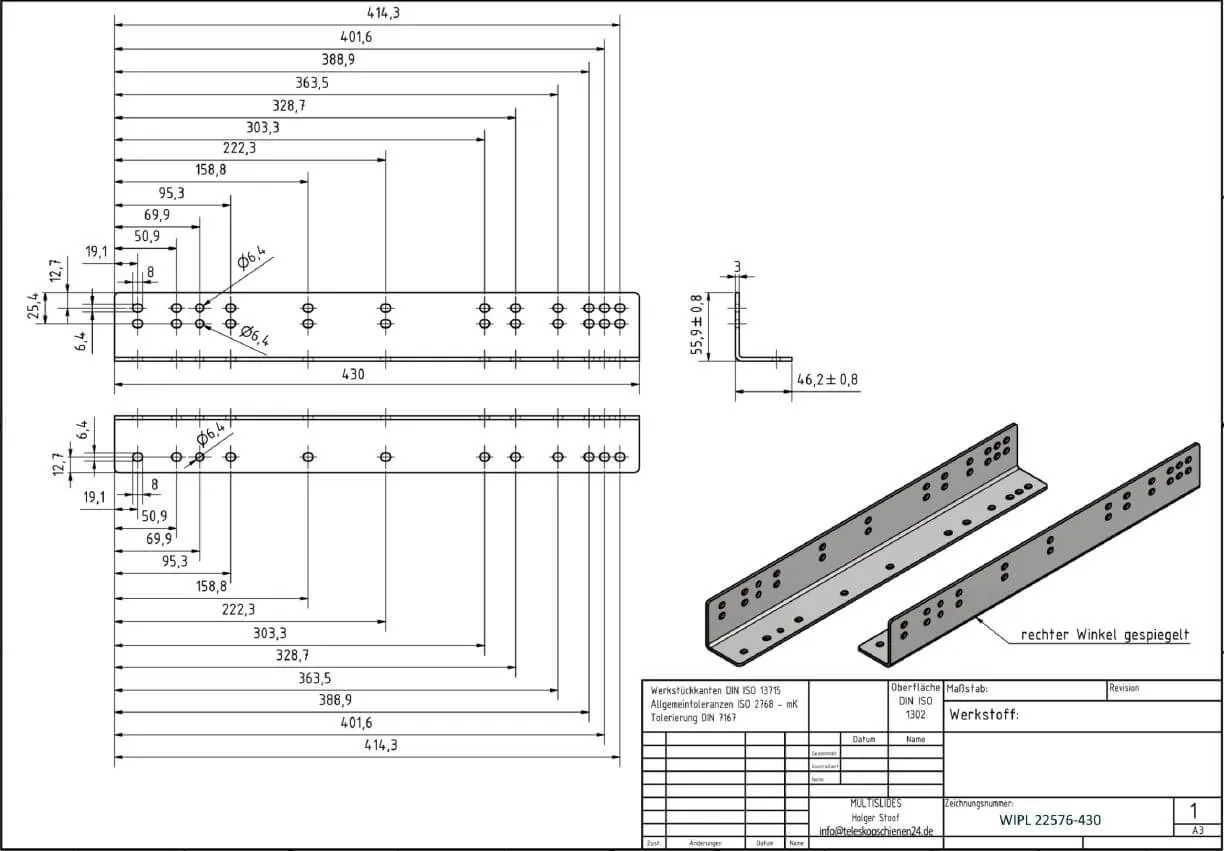 Dibujo técnico Juego de soportes de montaje WIPL 22576-430