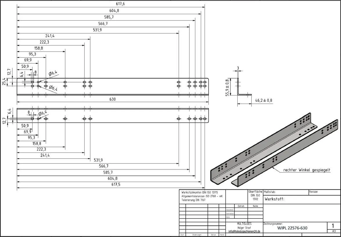 Dibujo técnico Juego de soportes de montaje WIPL 22576-630